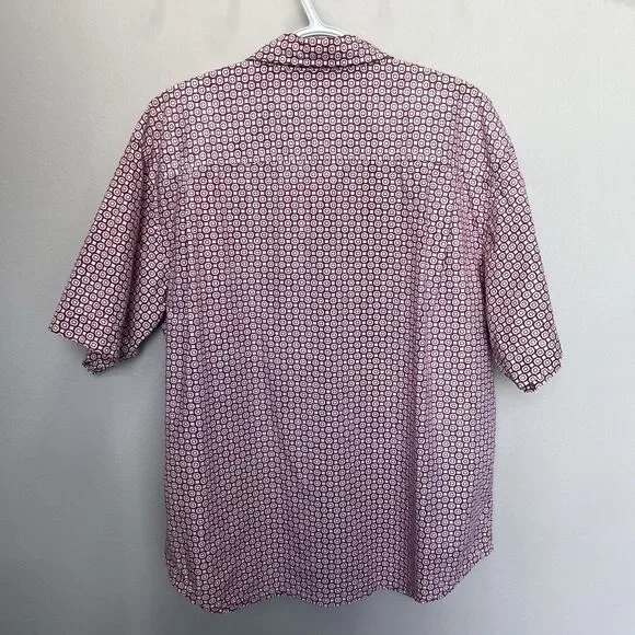Markham | Red Geometric Print Short Sleeve Button Shirt Men’s Large - Picture 5 of 5